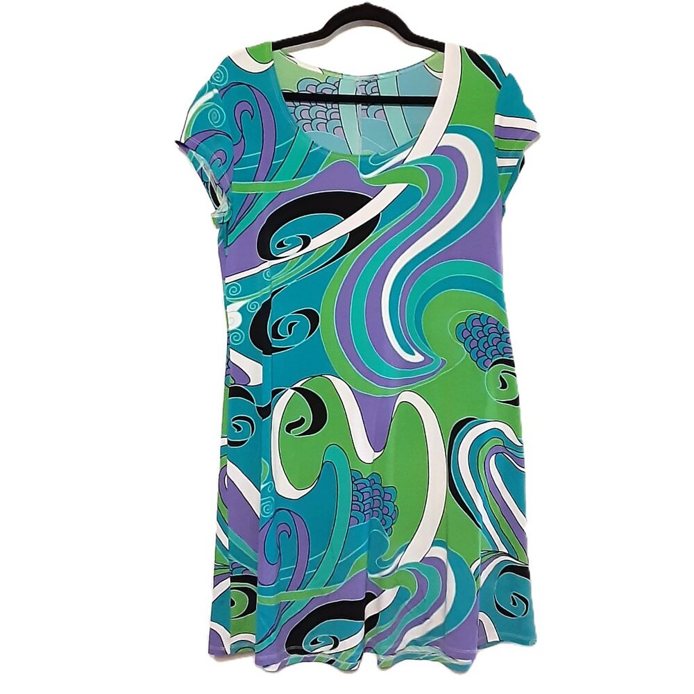 Unbranded Dress Size SM Shift Abstract Psychedelic 60's Scoop Neck Pullover